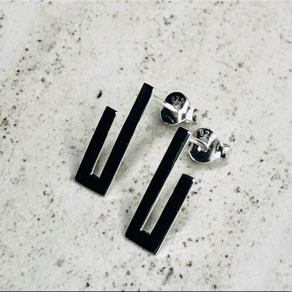 925 Sterling Silver Geometric Stud Earrings